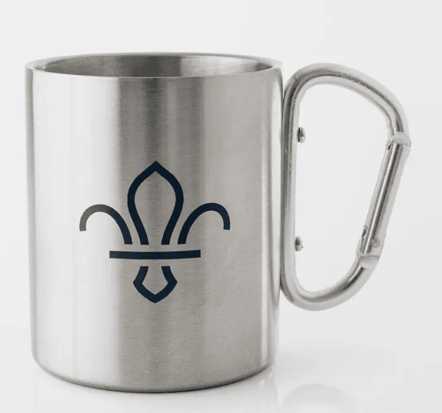 Fleur de Lis Scouts Stainless Steel Karabiner Handle Mug