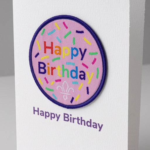 Scouts Fleur de Lis Happy Birthday Card and Badge