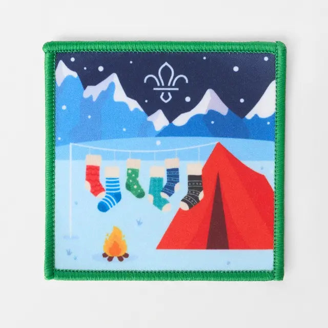 Christmas Camping Scene Badge