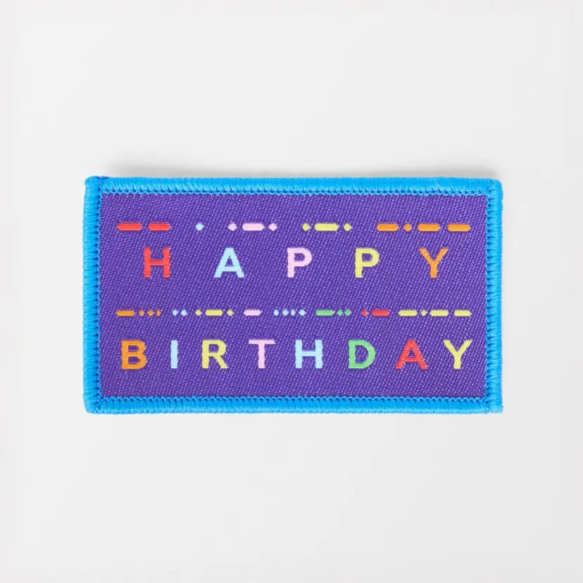 Happy Birthday in Morse Code Blanket Badge