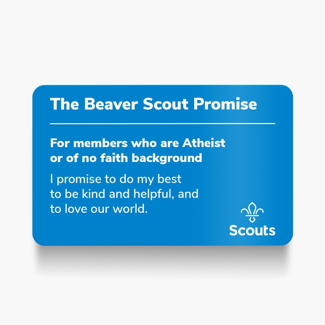 Beaver Scouts Promise Card - Atheist Or Those Of No Faith