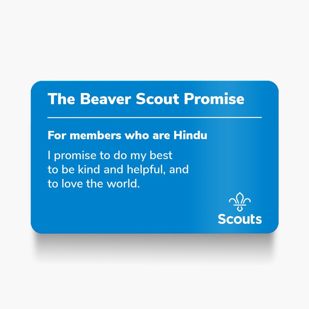 Beaver Scouts Promise Card - Hindu