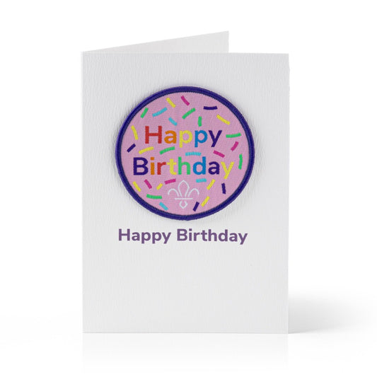 Scouts Fleur de Lis Happy Birthday Card and Badge