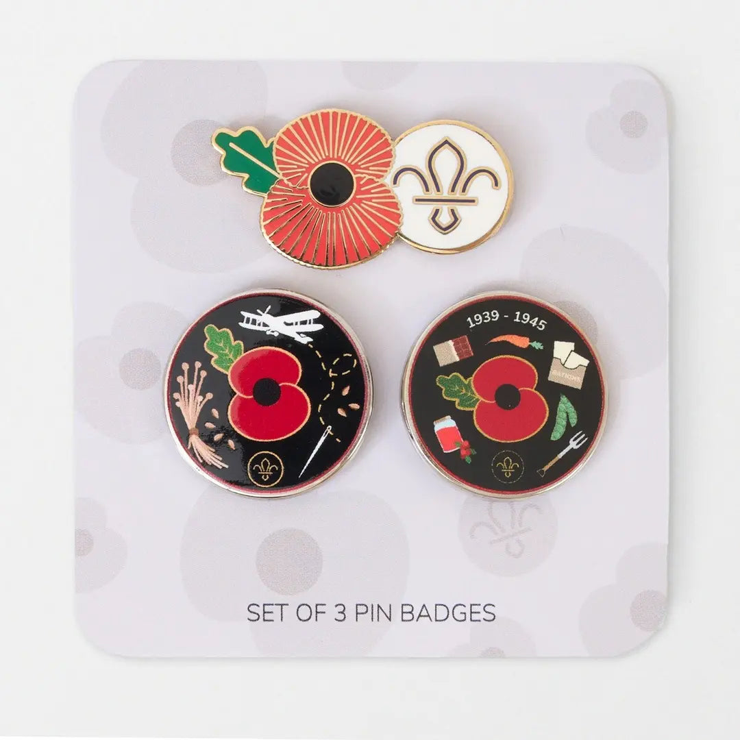 Poppy & Scouts Set of 3 Pin Badges