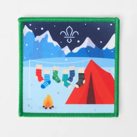 Christmas Camping Scene Badge