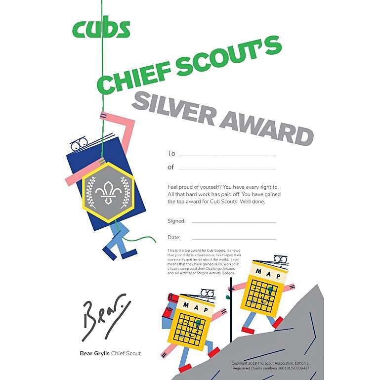 Chief Scout's Silver Award Certificate - Pack of 10