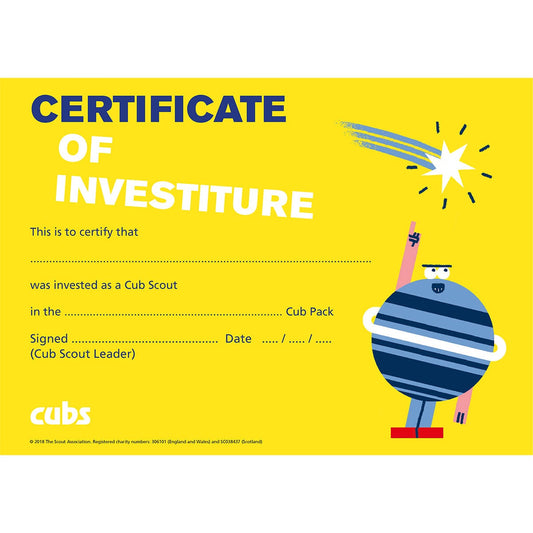 Cub Scouts Investiture Certificates Pack of 10