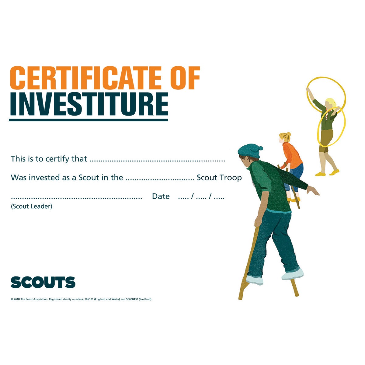 Scouts Investiture Certificates Pack of 10