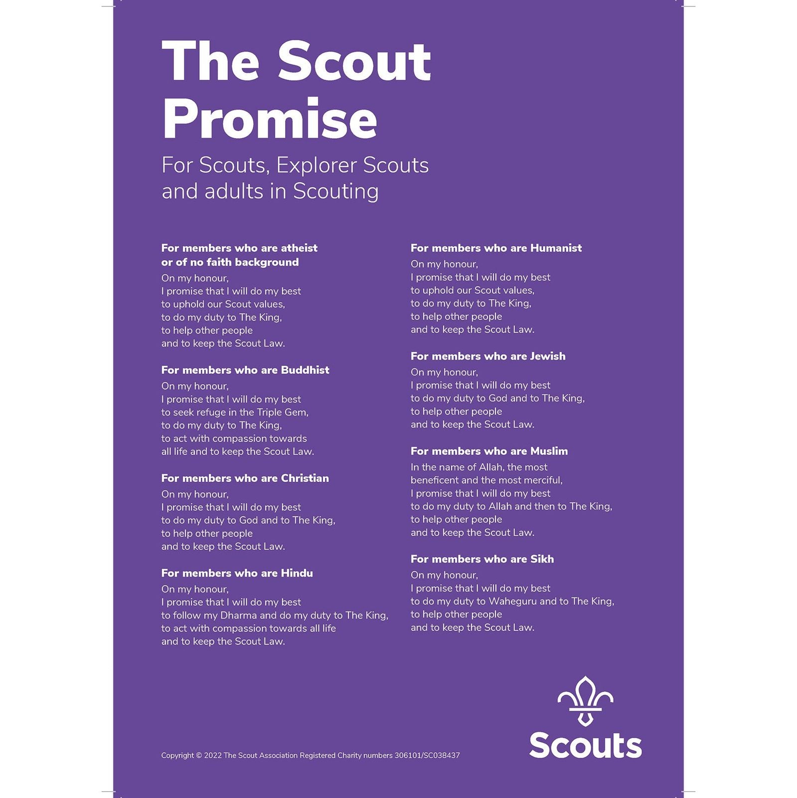 Promise Poster (Scouts, Explorers & Adults) – Basingstoke Scout Shop