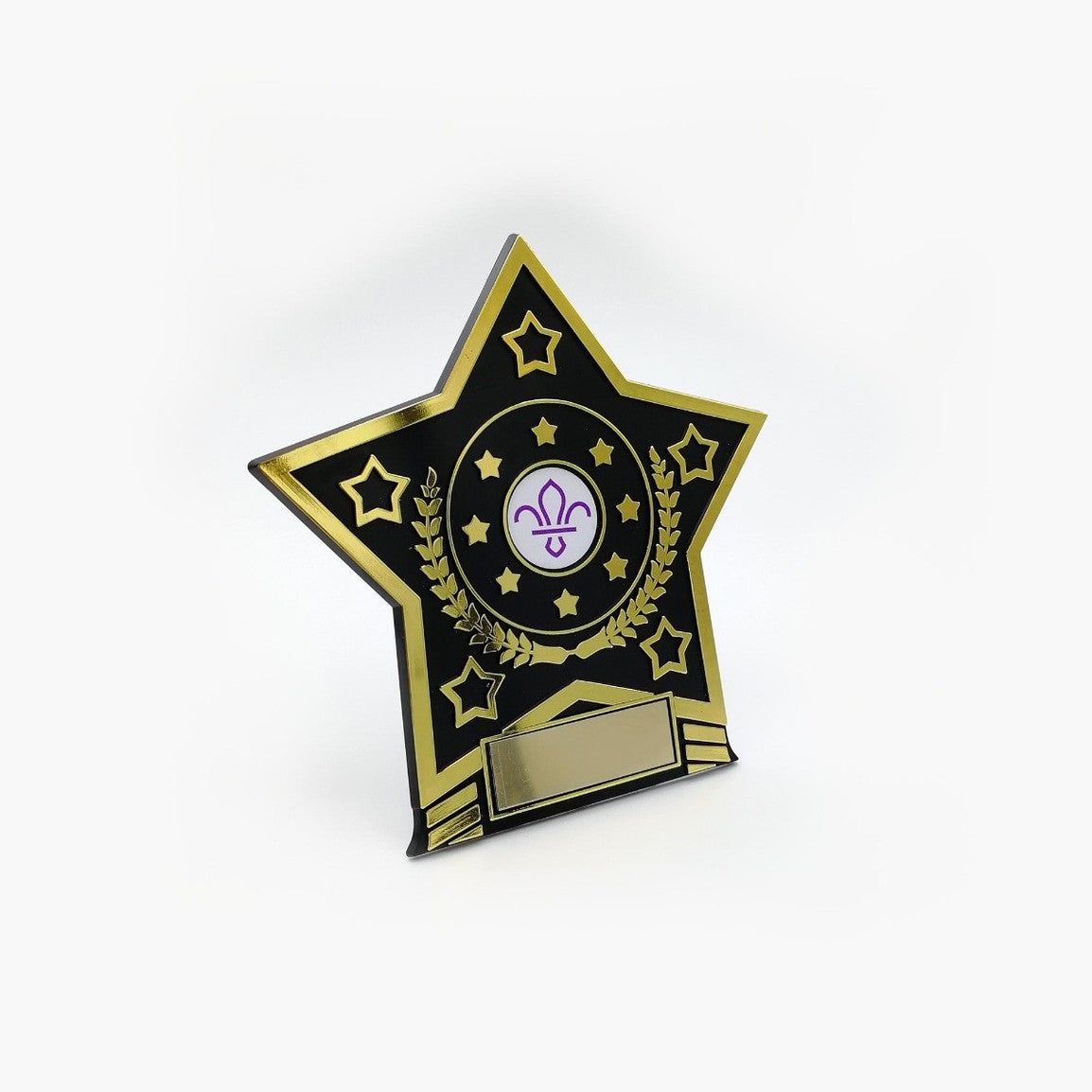 Star Trophy with Fleur de Lis Scouts Logo